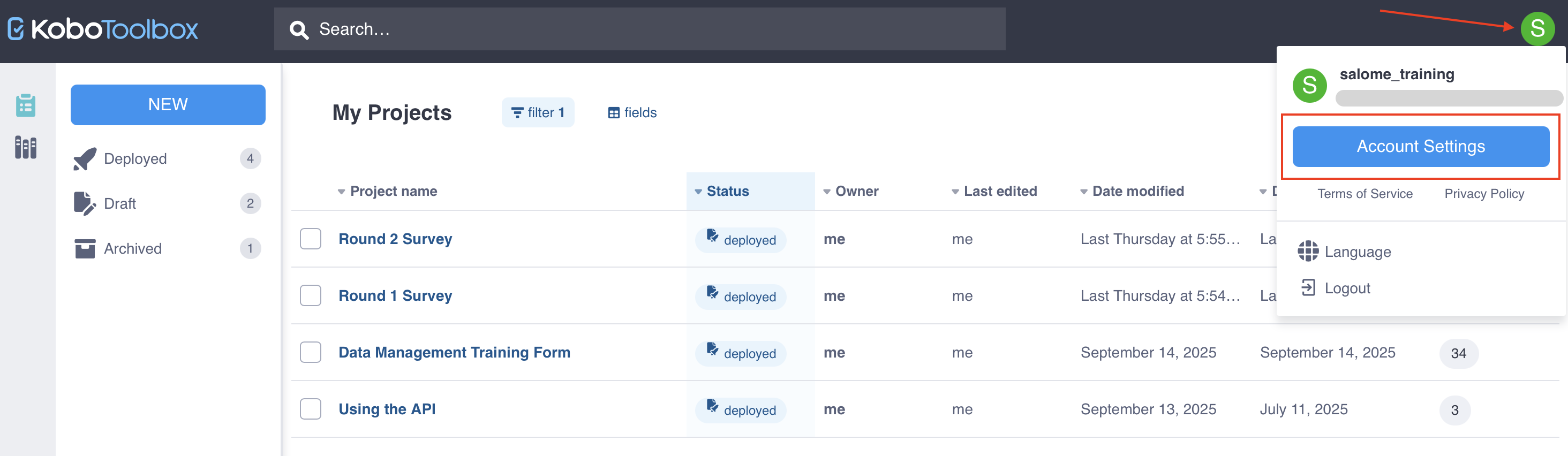 Manage account settings