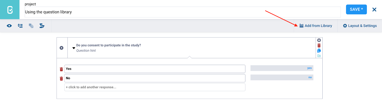 Add question from library