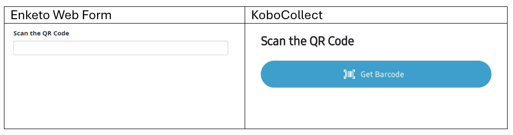 Default appearance of Barcode/QRCode questions