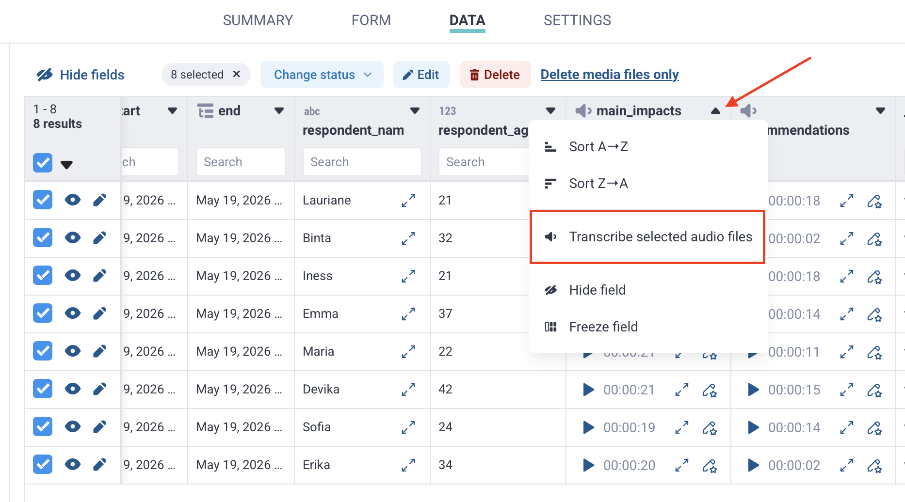 Bulk transcribe audio files