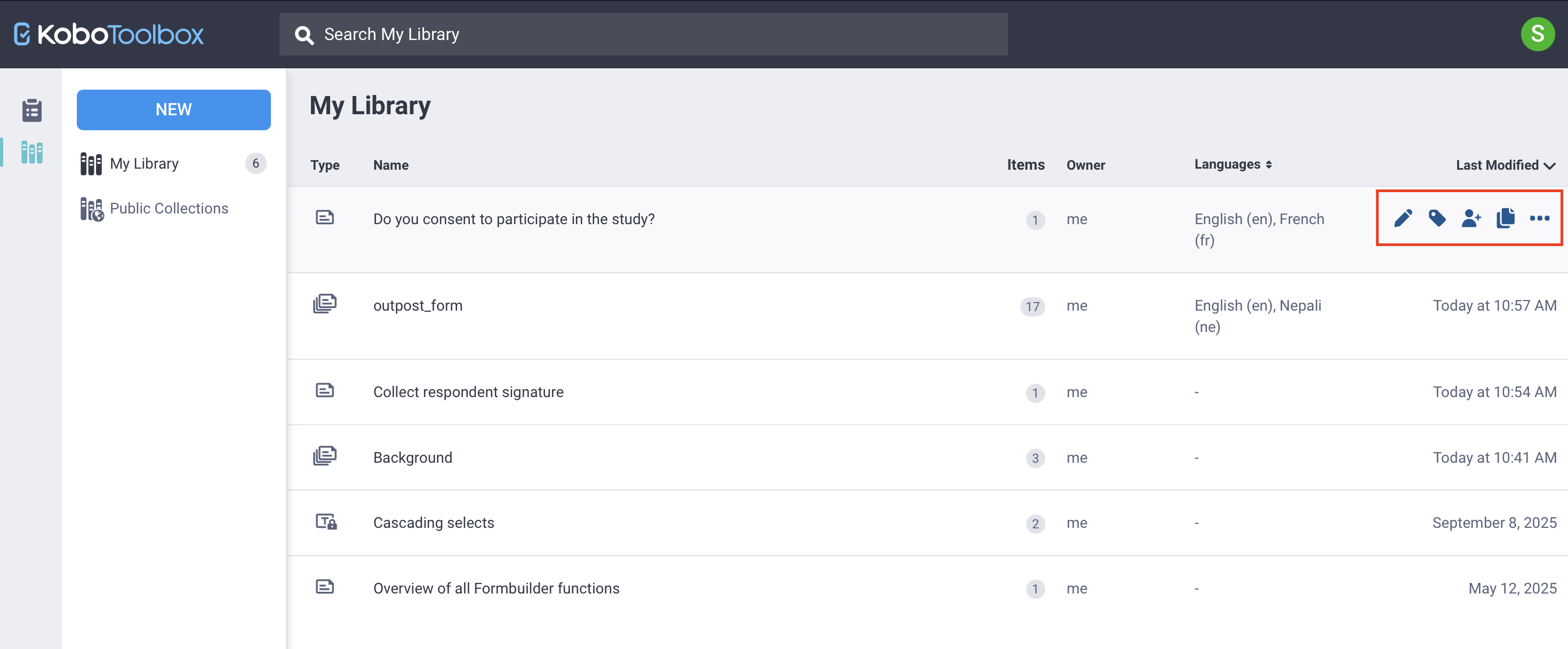 Manage question library