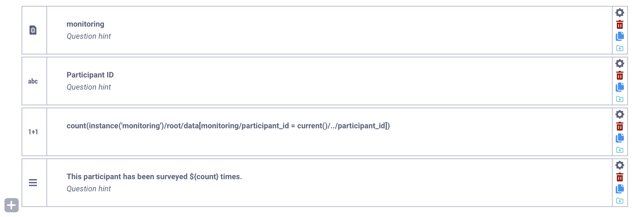 Daily monitoring of a survey