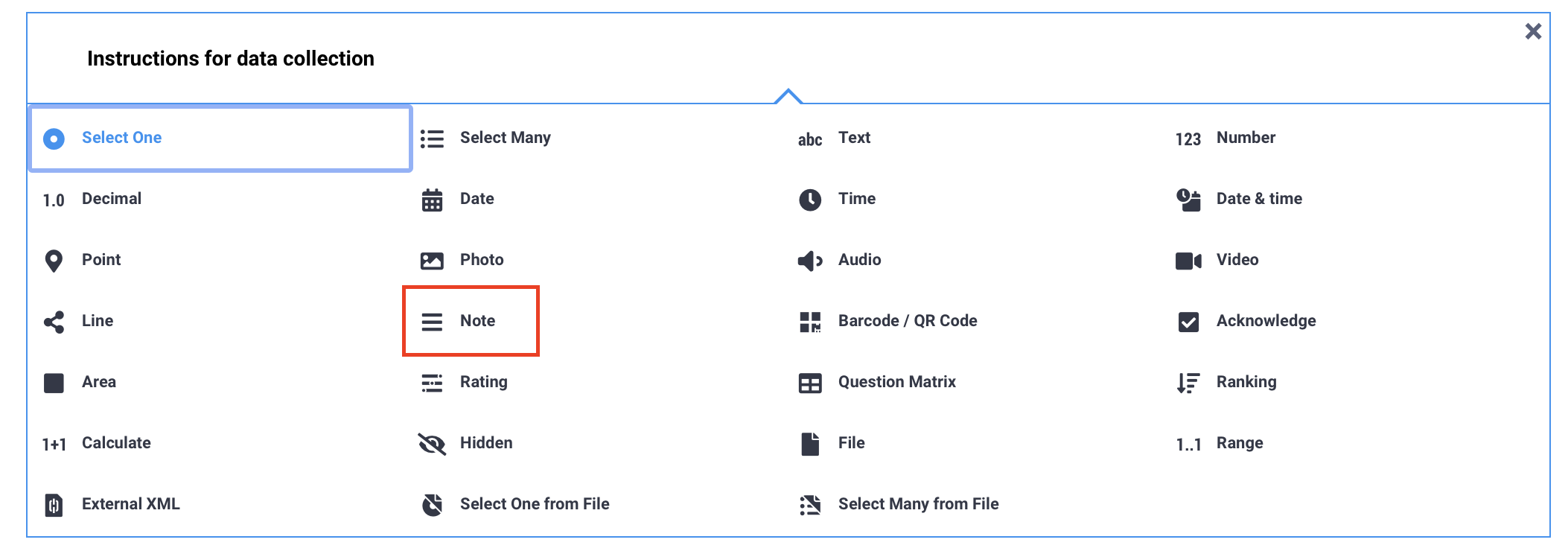 Choose note question type