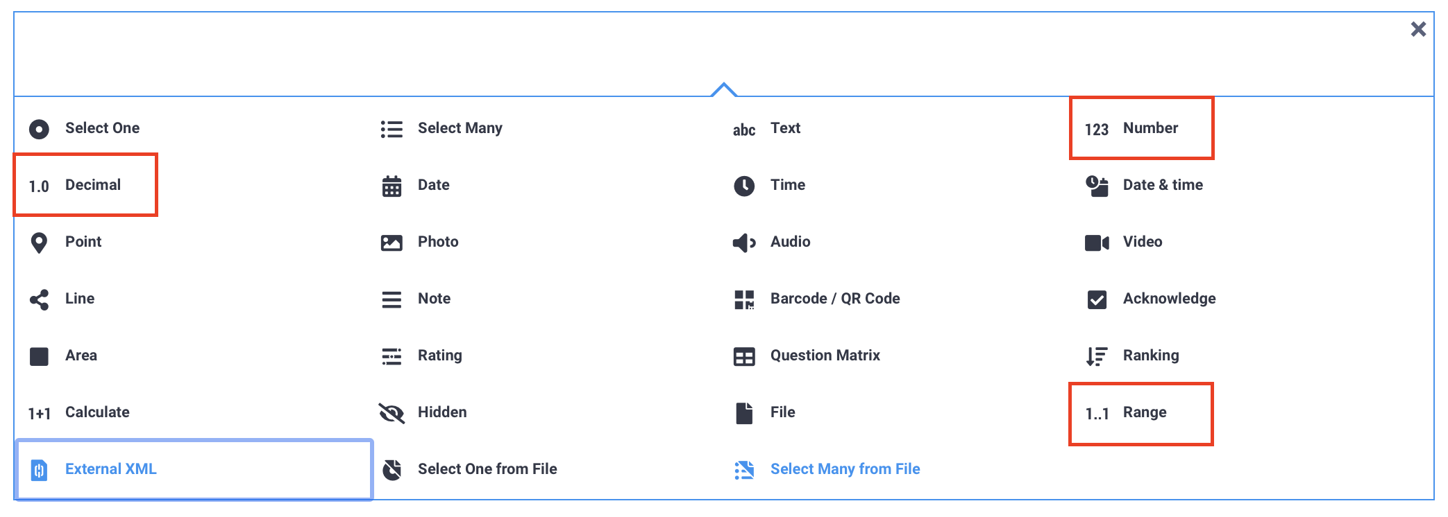 Numeric question types