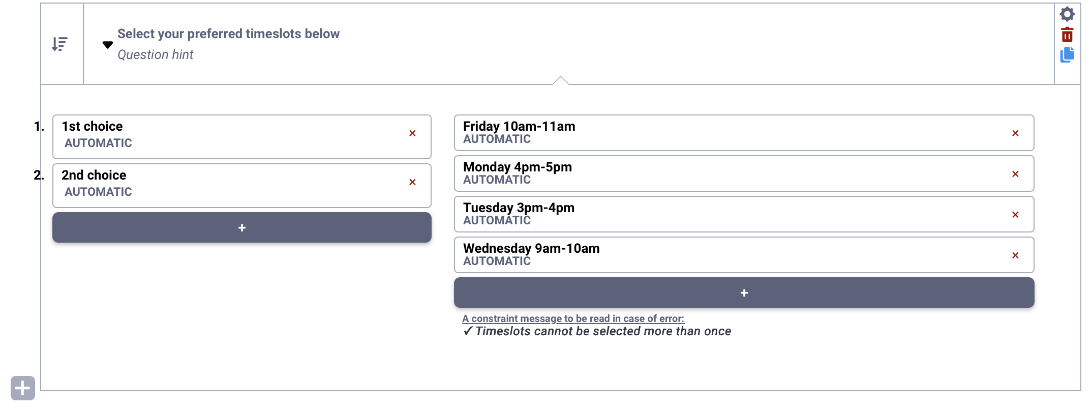 Ranking question type