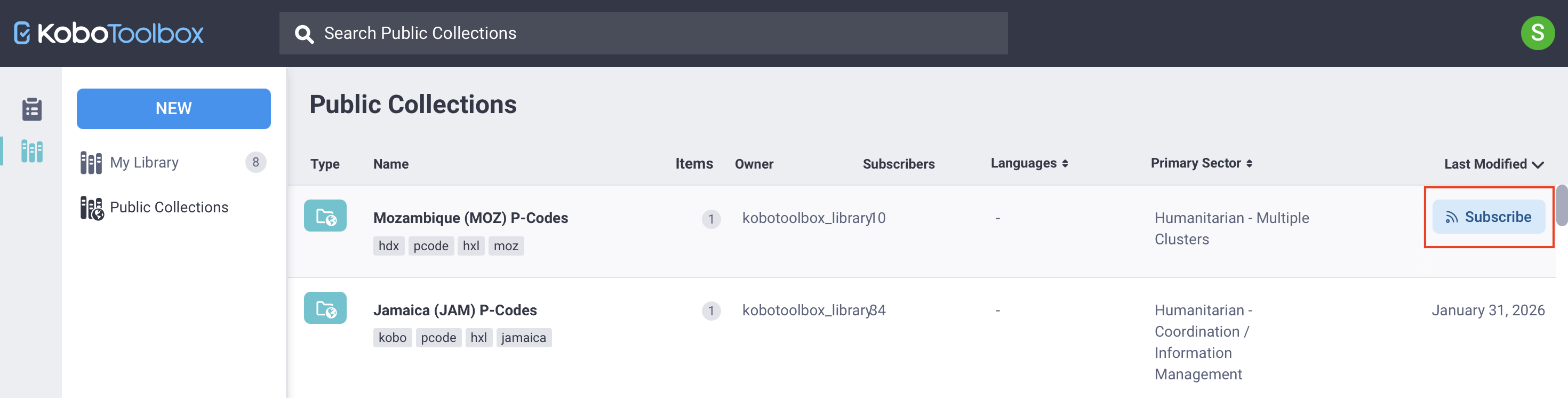 Subscribe to a public collection