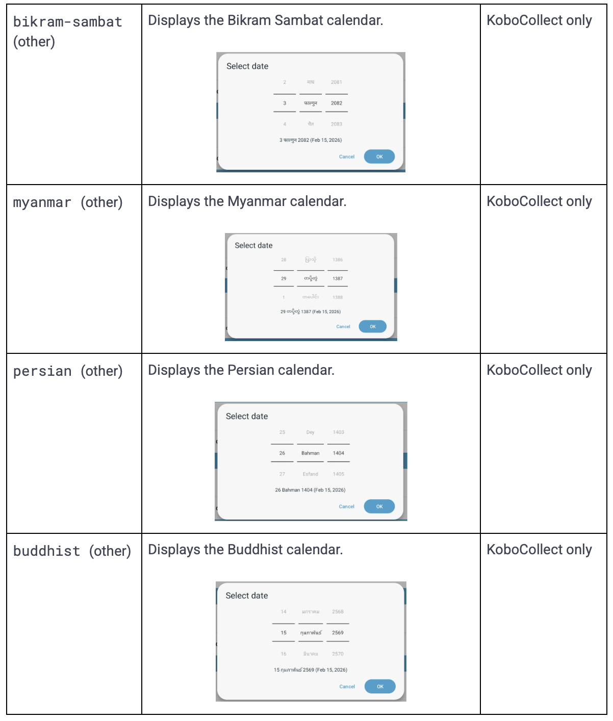 Date time advanced appearances