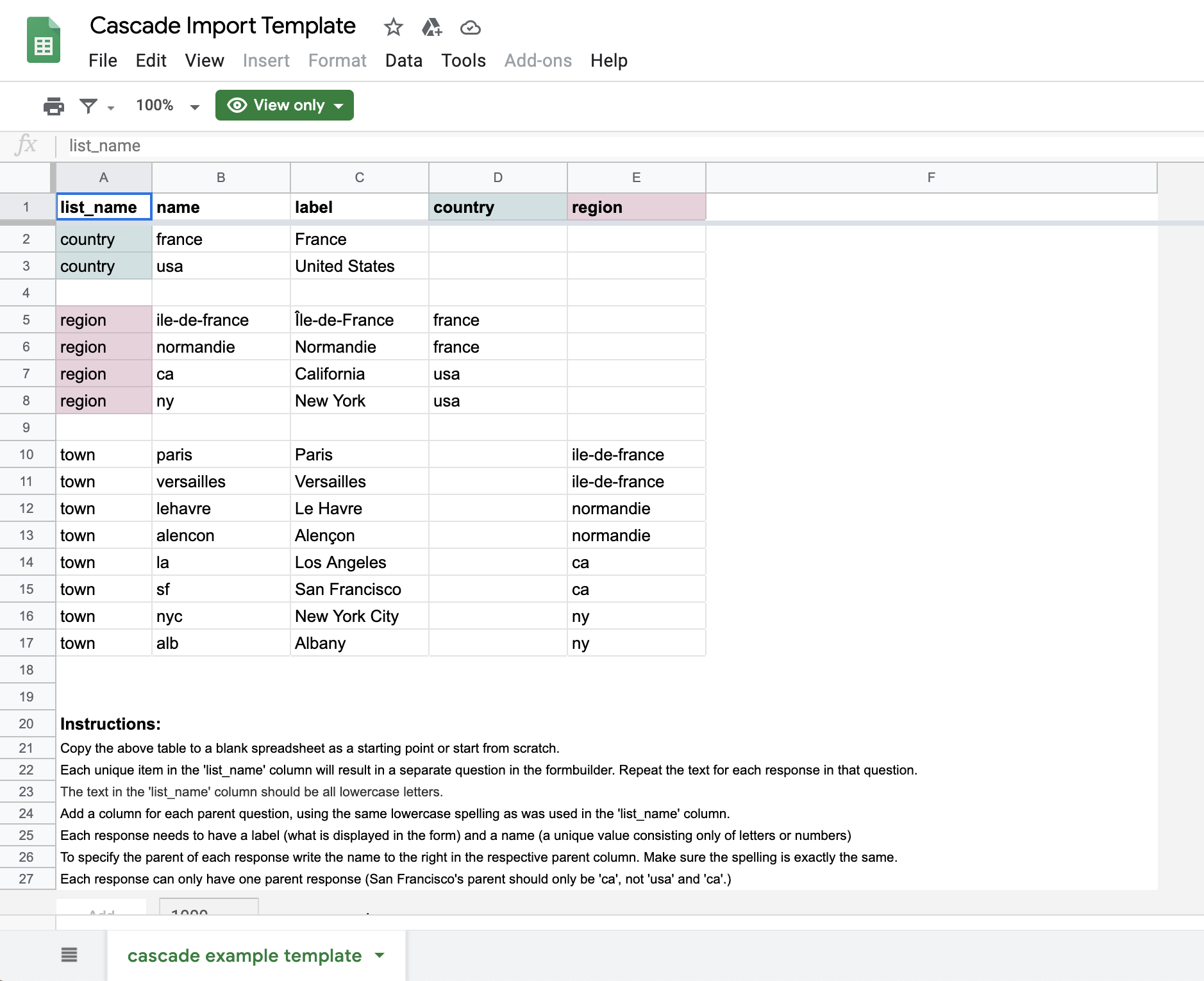 Adding Cascading Select Questions — KoboToolbox documentation