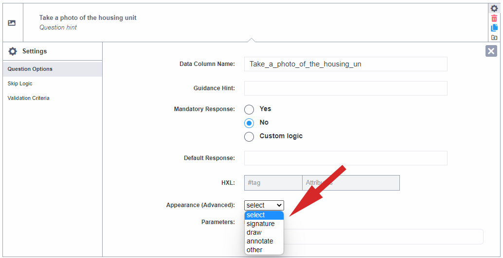 المظاهر المتقدمة لنوع سؤال الصورة