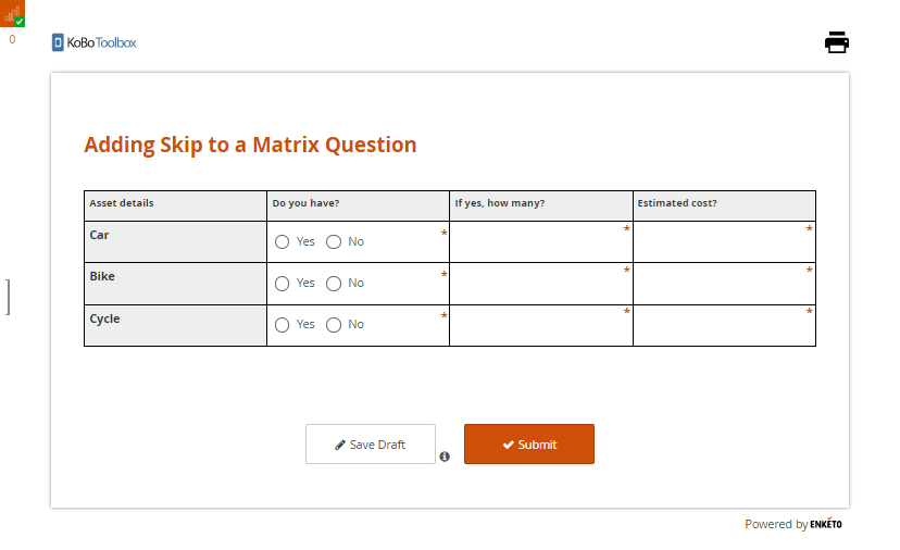 Empty Enketo Form formbuilder Approach