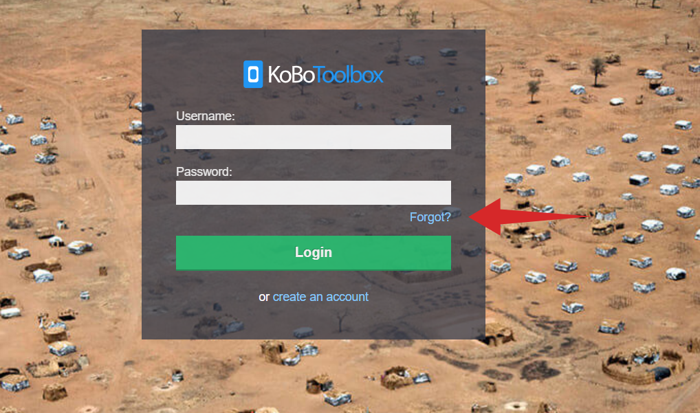 نموذج تسجيل الدخول إلى KoboToolbox