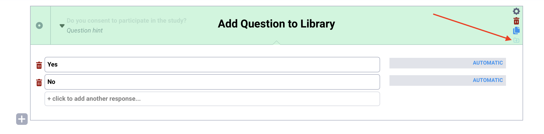Agregar pregunta a la biblioteca