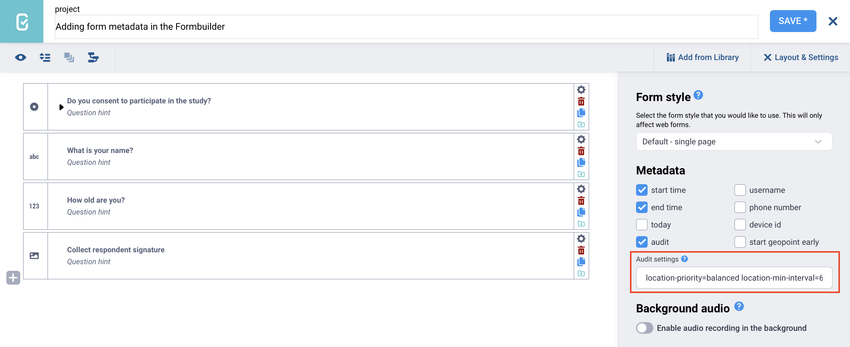 Configuración de auditoría