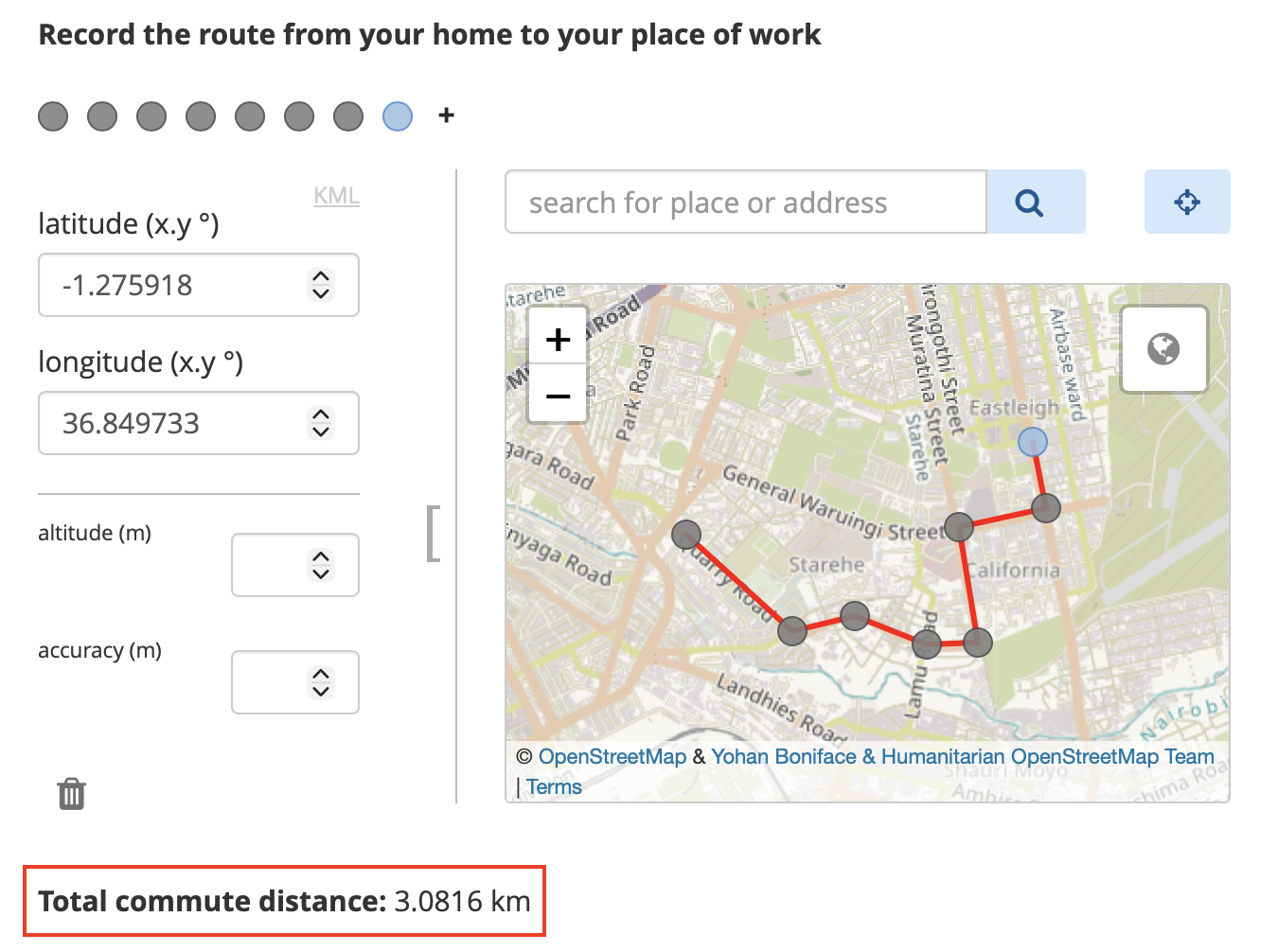 Calculer la distance d'un itinéraire