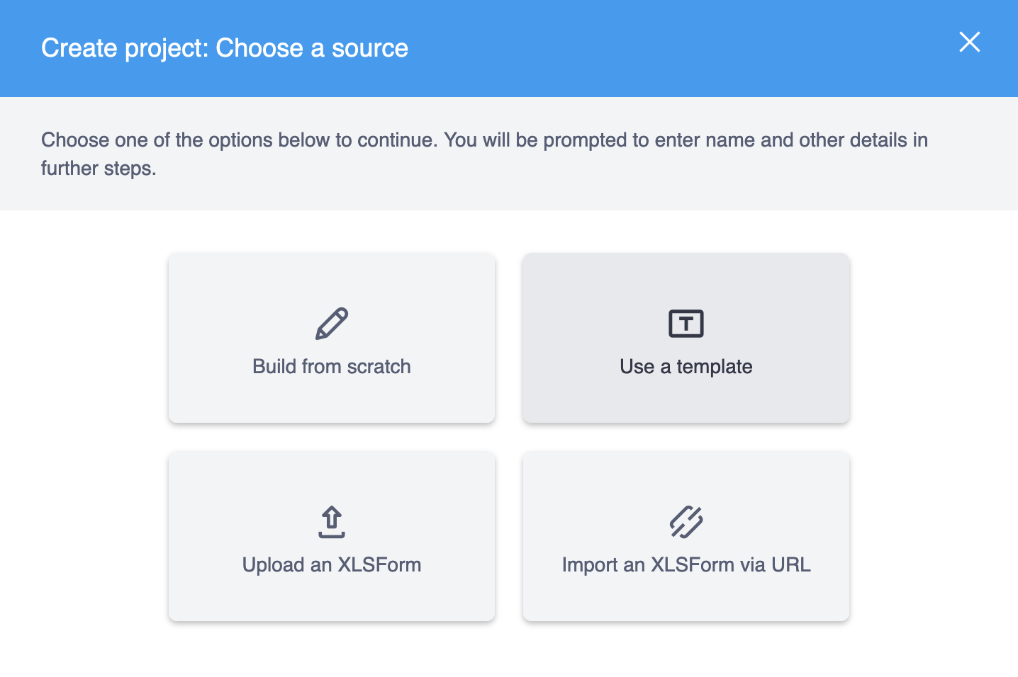 créer un projet à partir d'un modèle