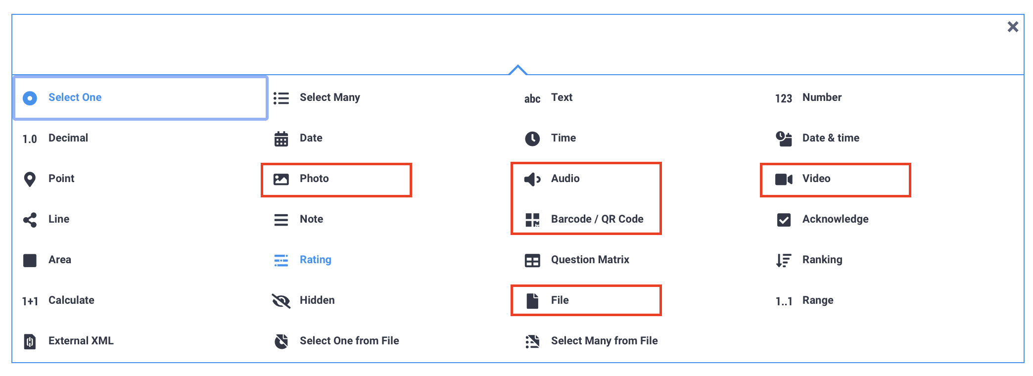 Ajouter une question multimédia dans le Formbuilder