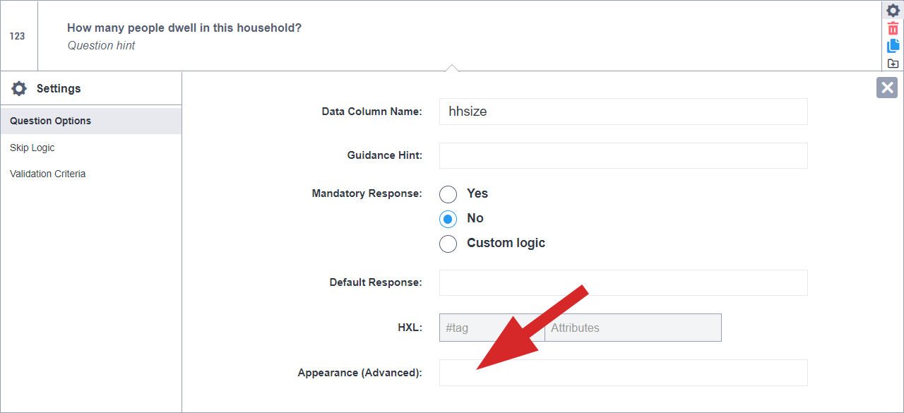 Apparences avancées des questions Nombre, Décimal et Plage