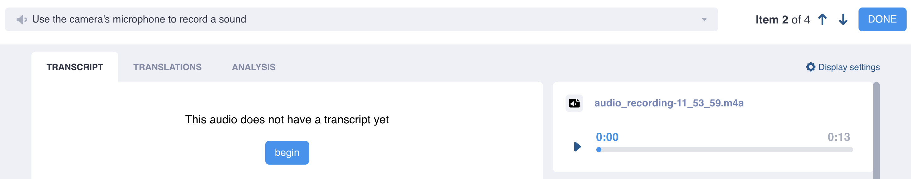Exemple d'ajout de transcriptions automatiques
